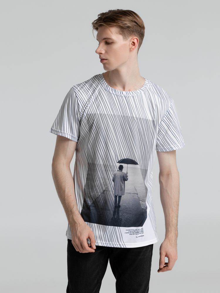 Футболка «Дождь» — пример нанесения логотипа (Ловец слов) | Print Logo