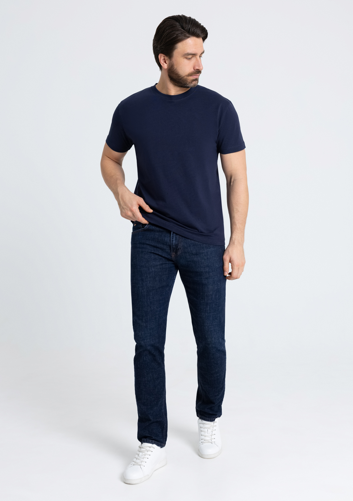 Футболка мужская STAN хлопок 180, 08, Тёмно-синий,  (46)  (46/S)