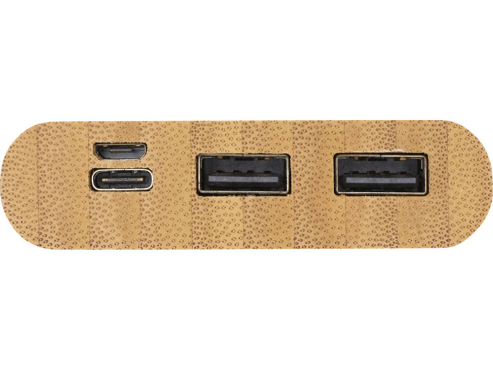 Портативное зарядное устройство Tulda из бамбука, 10 000 мАч, натуральный