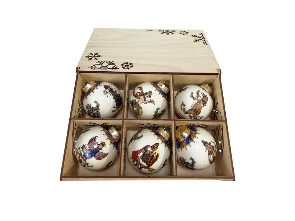 Набор новогодних шаров, 6 шт с логотипом  | Print Logo