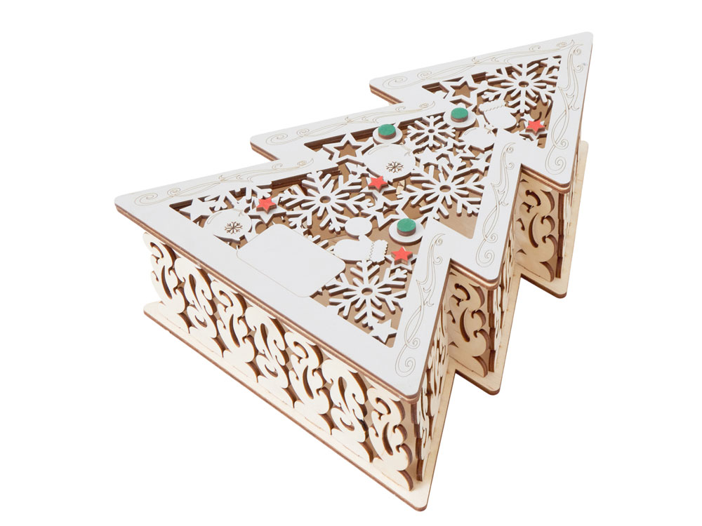 Шкатулка из фанеры в виде елки Firytale с логотипом  | Print Logo