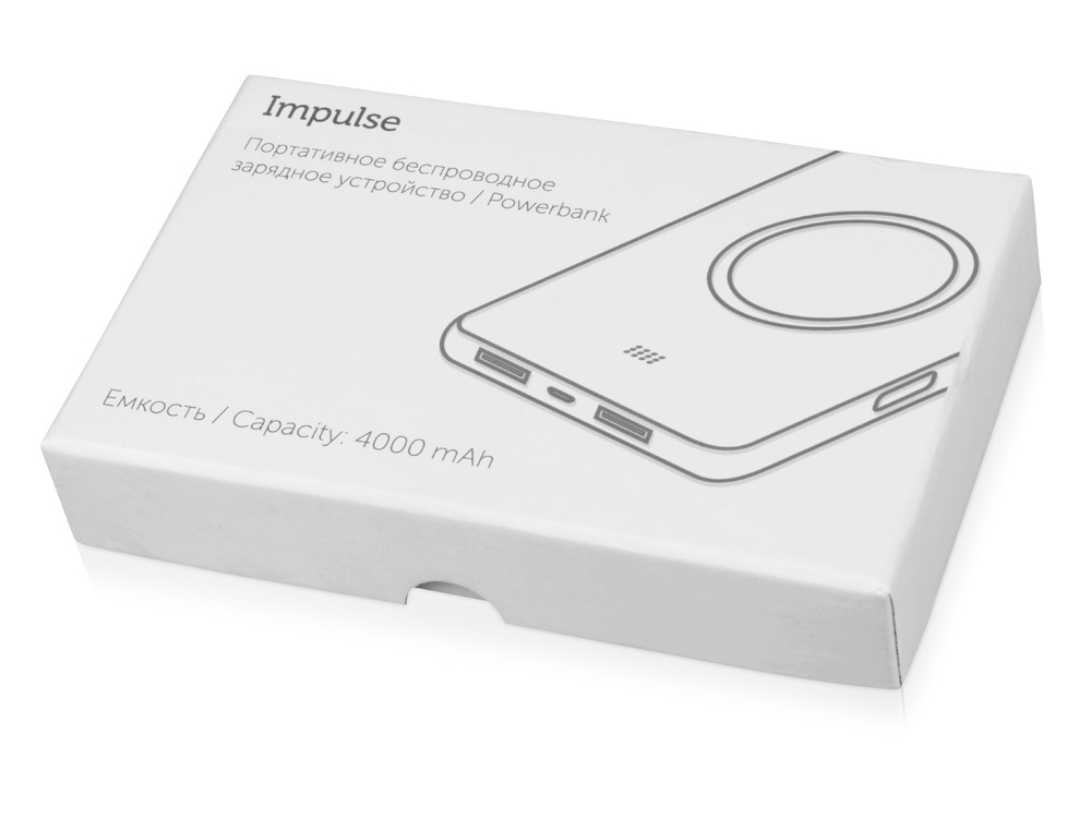Портативное беспроводное зарядное устройство Impulse, 4000 mAh, красный