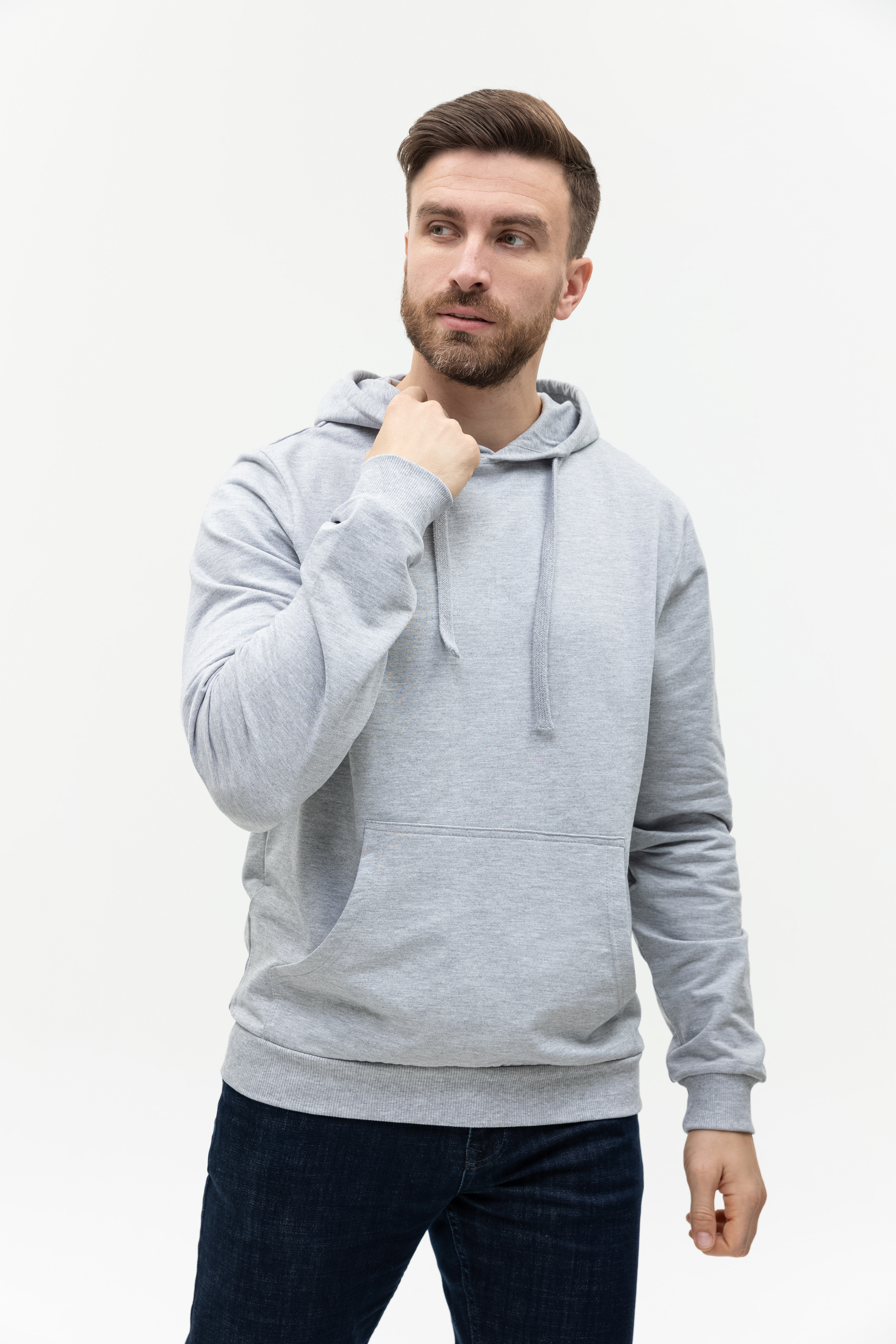 Худи унисекс STAN футер без начёса 260, 23, Серый меланж,  (50/60)  (40/3XS)