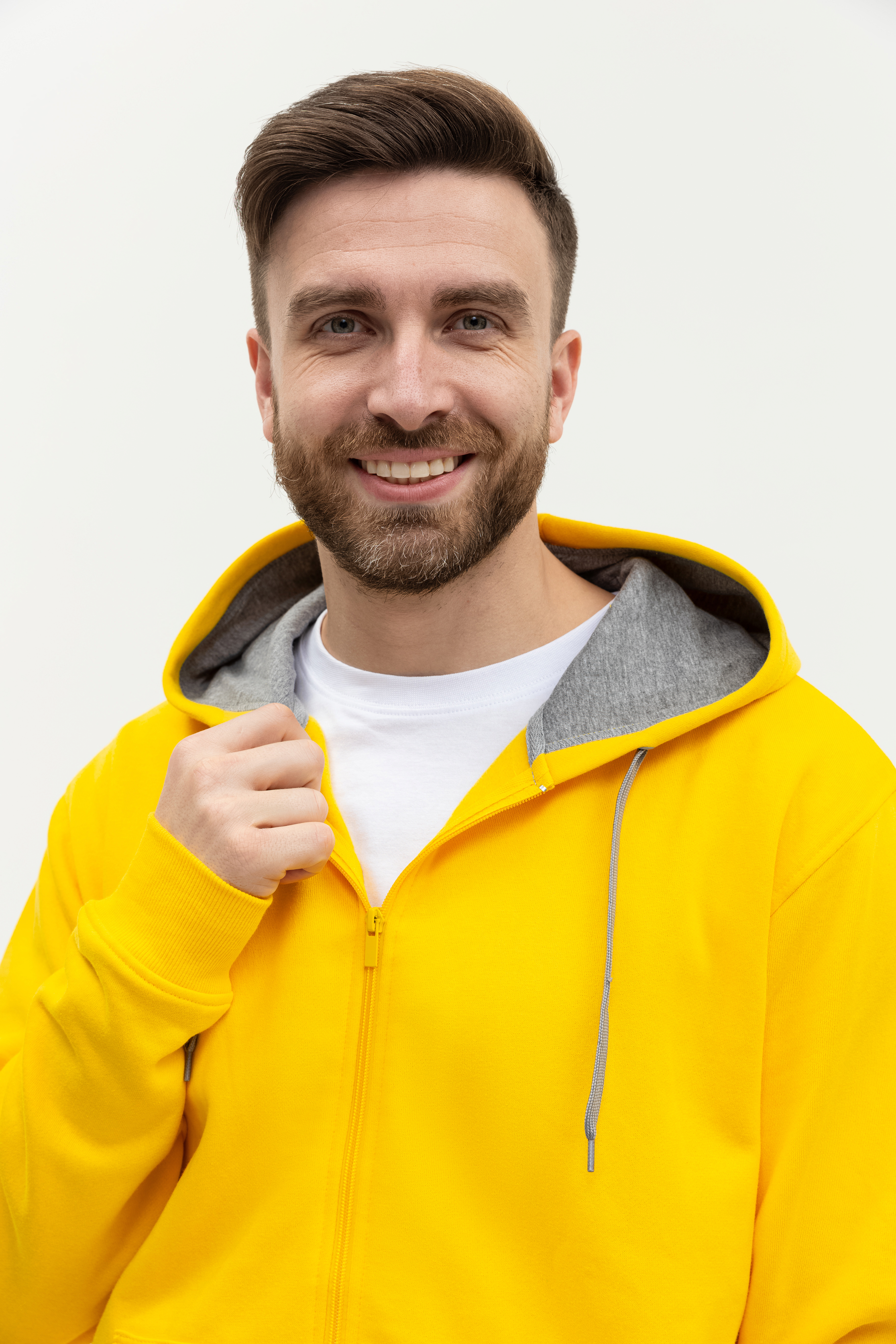 Толстовка мужская STAN с капюшоном на молнии футер с начёсом 280, 17, Жёлтый,  (12/1)  (54/XXL)