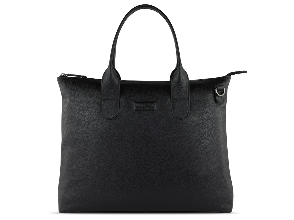 Сумка-шоппер BUGATTI ЭЛЬЗА | ELSA, чёрная, воловья кожа/полиэстер, 46х11х31,5 см