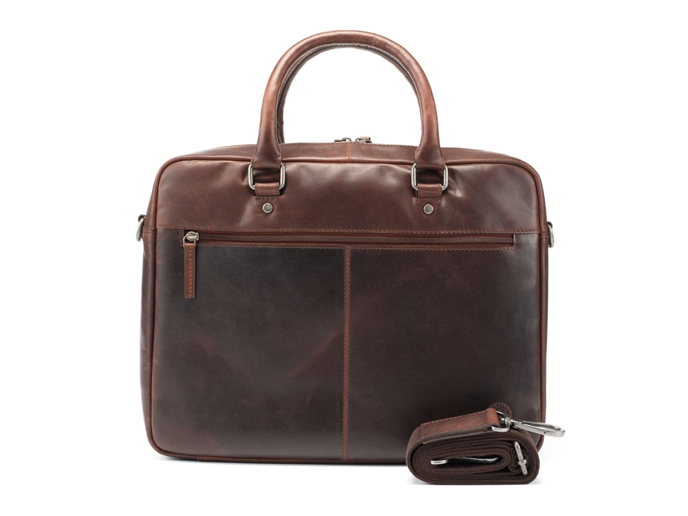 Сумка KLONDIKE DIGGER Earl, натуральная кожа в темно-коричневом цвете, 29 x 38 x 9 см