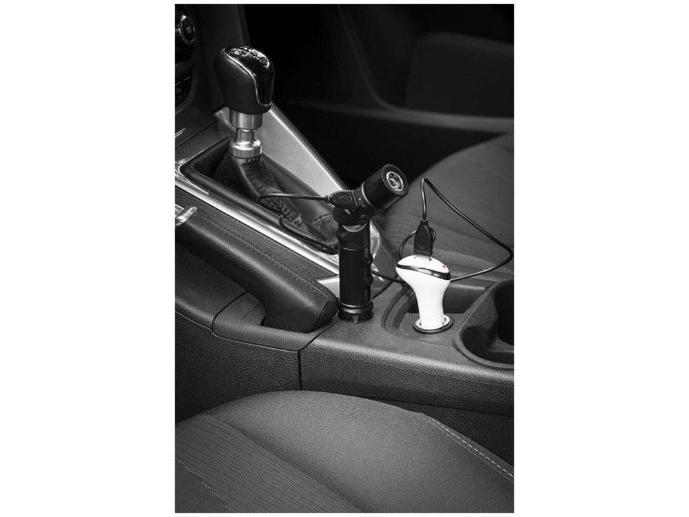 Зарядное устройство PB-1400 автомобильное с фонариком, черный