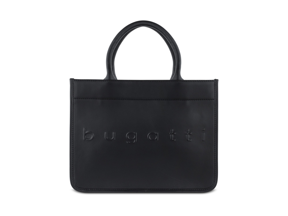 Сумка-тоут женская BUGATTI Daphne, чёрный цвет, воловья кожа/полиэстер, 29,5х13х22 см