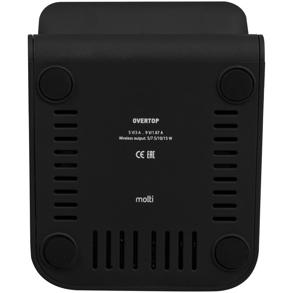 Беспроводное зарядное устройство с быстрой зарядкой Overtop — пример нанесения логотипа (Molti) | Print Logo