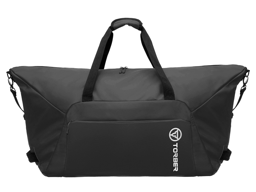 Сумка дорожная TORBER Mobi, чёрная, полиэстер 900D с PU покрытием, 65 х 37 х 34 см