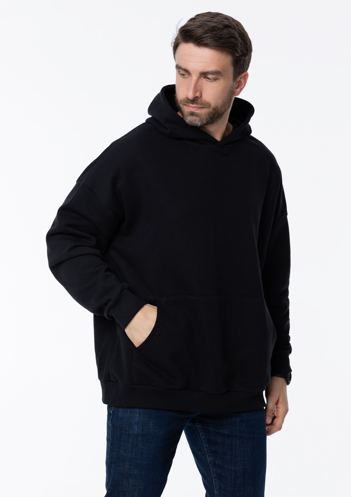 Худи унисекс STAN оверсайз футер без начёса 350, 66, Чёрный,  (20)  (48/M)