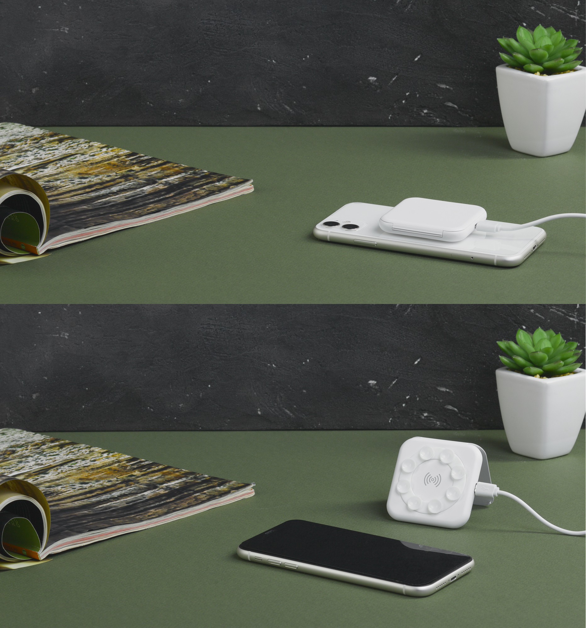 Настольное беспроводное зарядное устройство-подставка "Satellite" фото на сайте Print Logo.