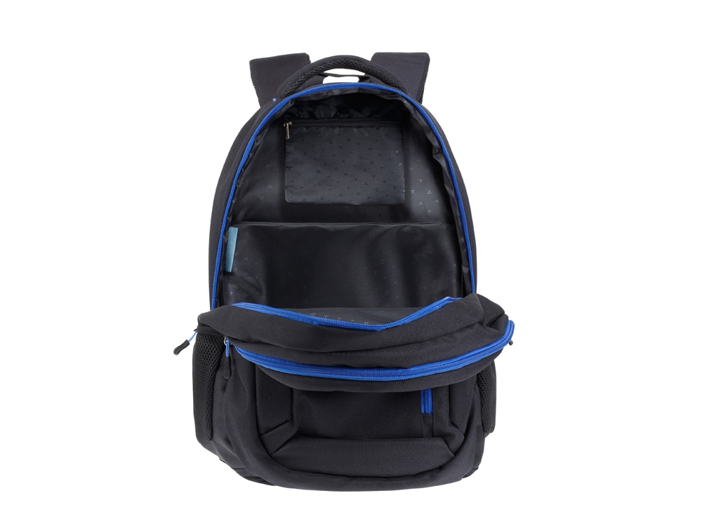 Рюкзак TORBER КЛАСС, черный с синей вставкой, полиэстер 900D, 45 x 32 x 16 см