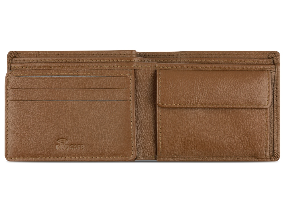 Портмоне BUGATTI Banda, с защитой RFID, коньячного цвета цвет, кожа/полиэстер, 10,5х2х8,3 см