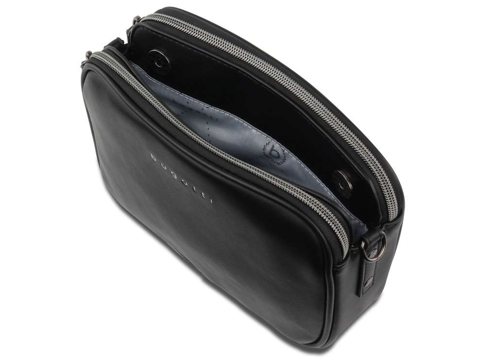 Сумка кросс-боди женская BUGATTI АЛМАТА | ALMATA, чёрная, полиуретан, 21,5х6х15 см