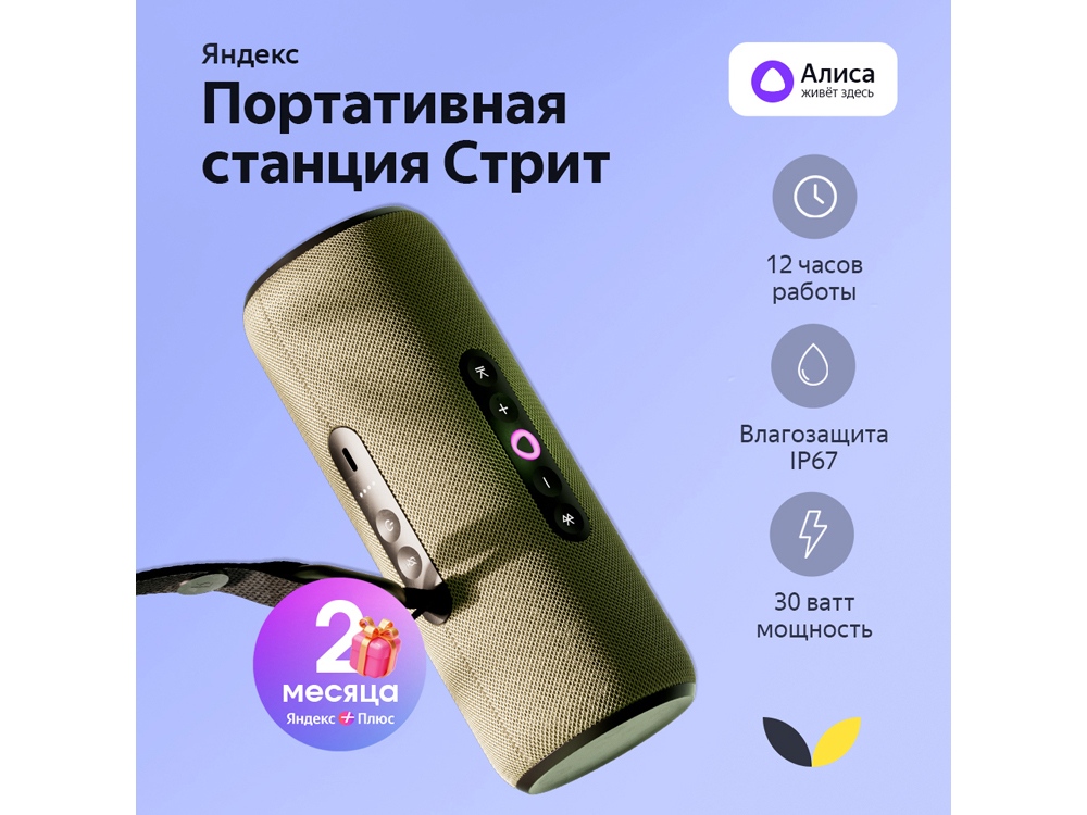 Умная колонка ЯНДЕКС Станция Стрит с Алисой с логотипом Яндекс | Print Logo