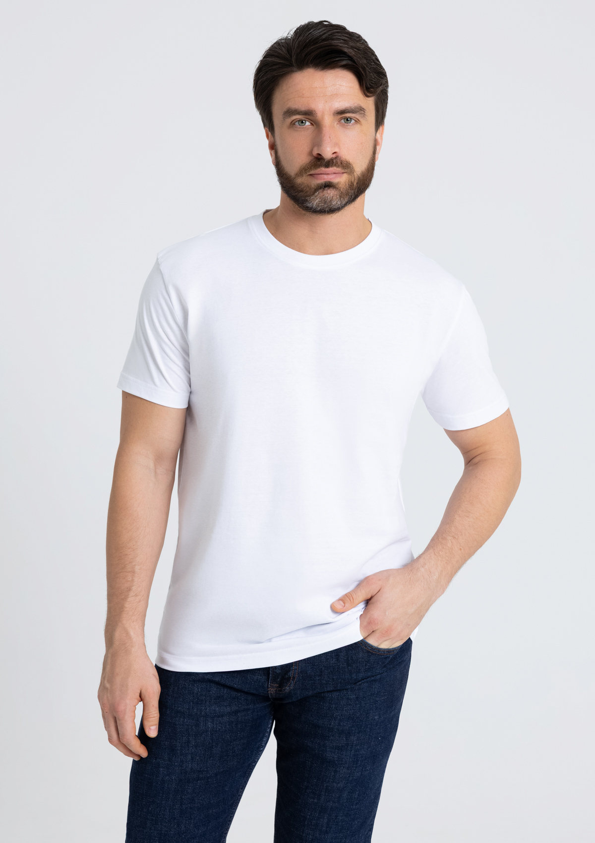 Футболка мужская STAN хлопок 180, 08, Белый,  (10/1)  (60-62/5XL)