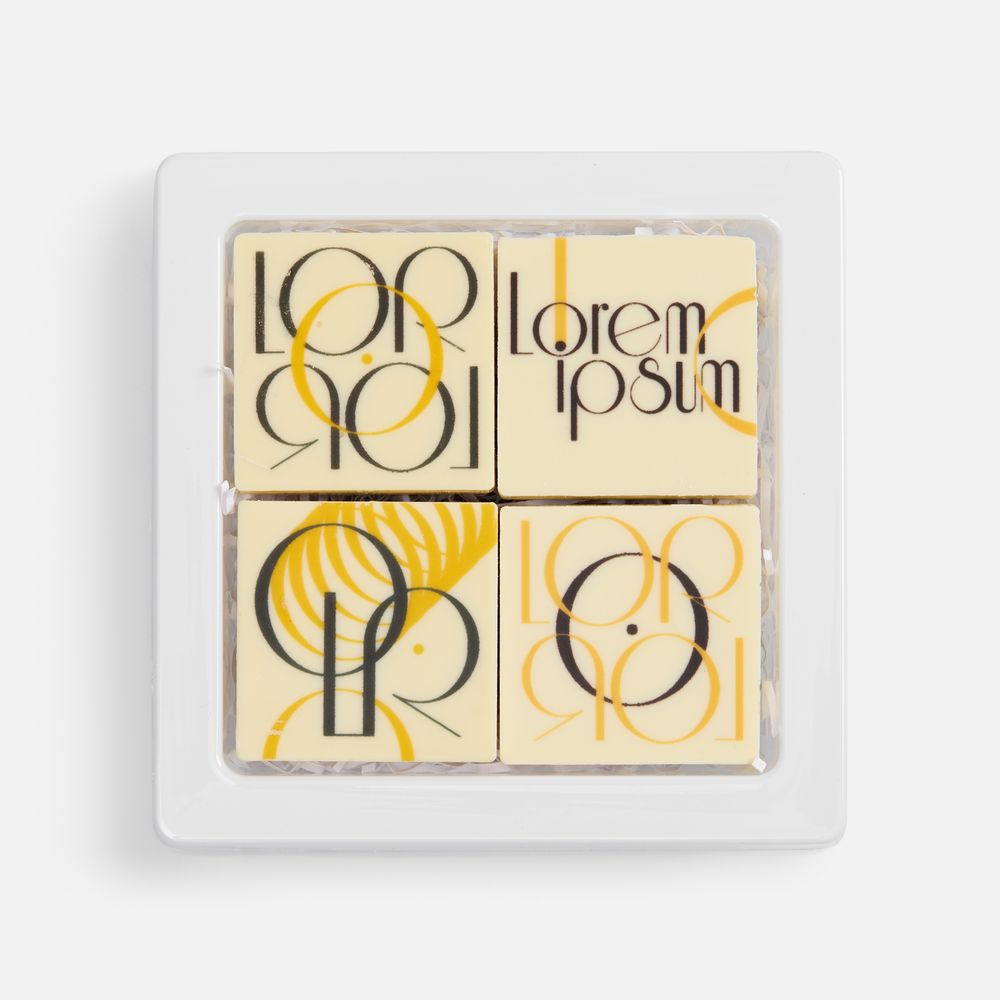 Набор из 4 печений Dream White на заказ — пример нанесения логотипа (сделано в России) | Print Logo