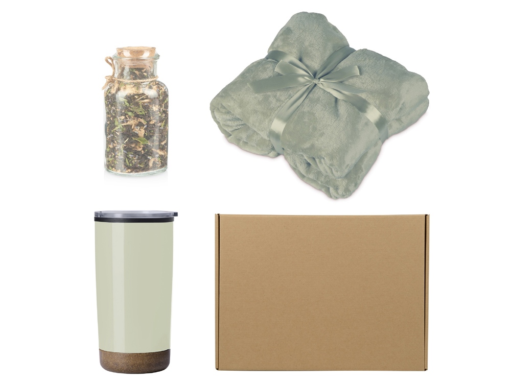 Подарочный набор с пледом, термокружкой и чаем с логотипом  | Print Logo