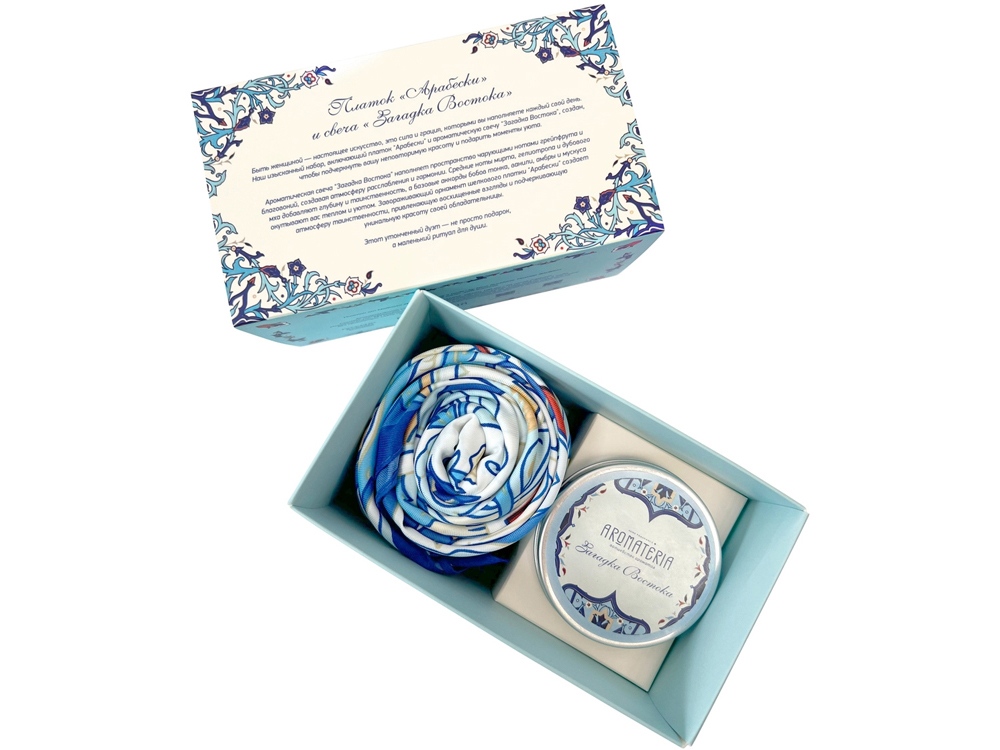 Набор: платок Арабески и свеча Загадка Востока с логотипом Русские в моде | Print Logo