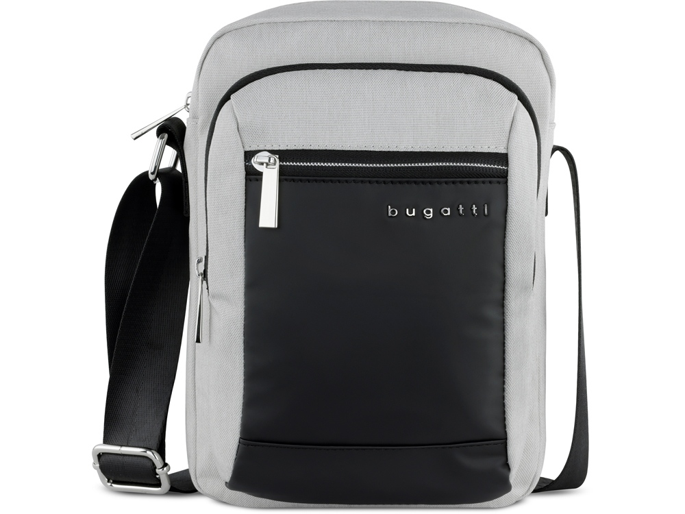 Сумка наплечная мужская BUGATTI СЕРА | SERA, светло-серая, полиэстер, 21х6х26,5 см, 2,5 л