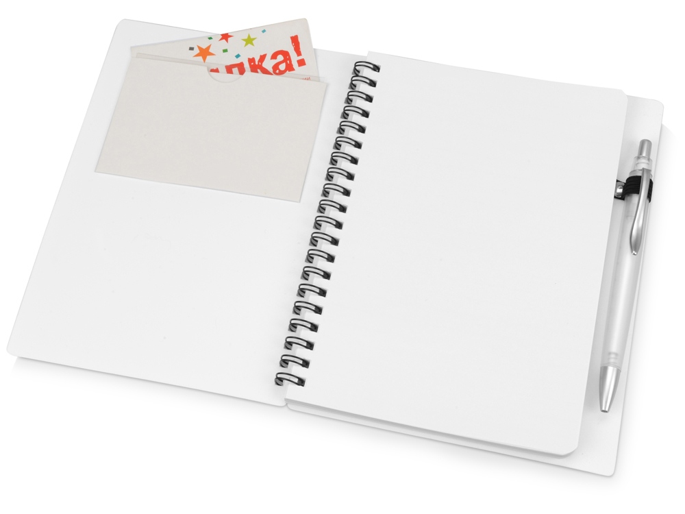 Блокнот Контакт с ручкой, белый