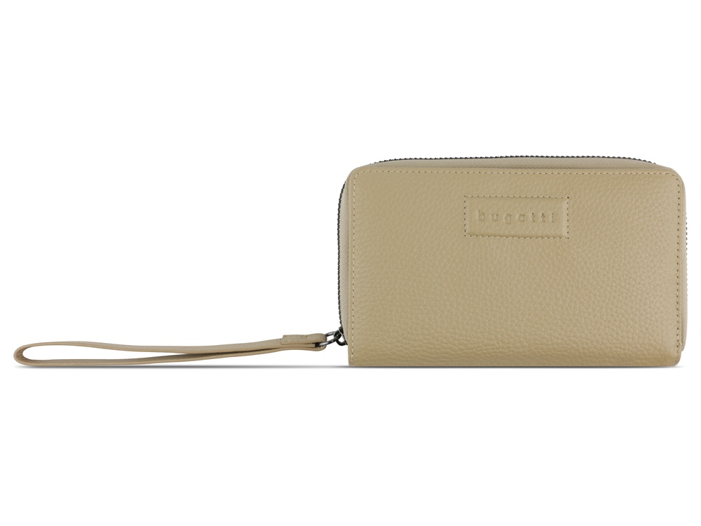 Кошелёк женский BUGATTI ЭЛЬЗА | ELSA, с защитой данных RFID, песочного цвета, воловья кожа/полиэстер, 15,5х3х9,5 см