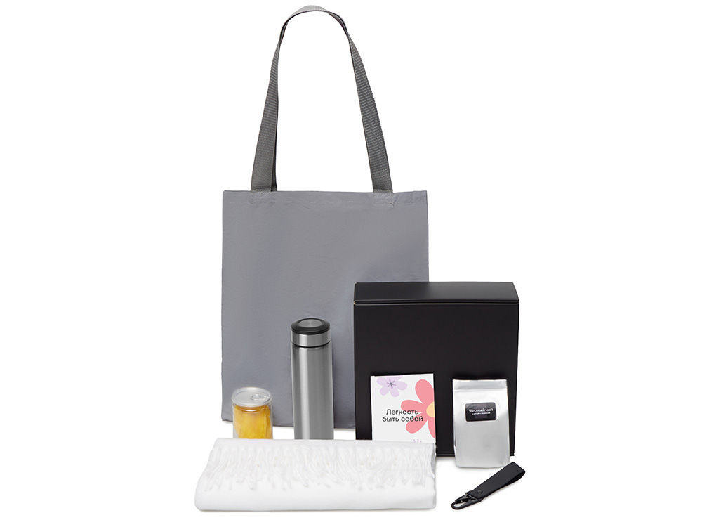 Подарочный набор Re:f. Walk с палантином, шоппером и термосом, белый