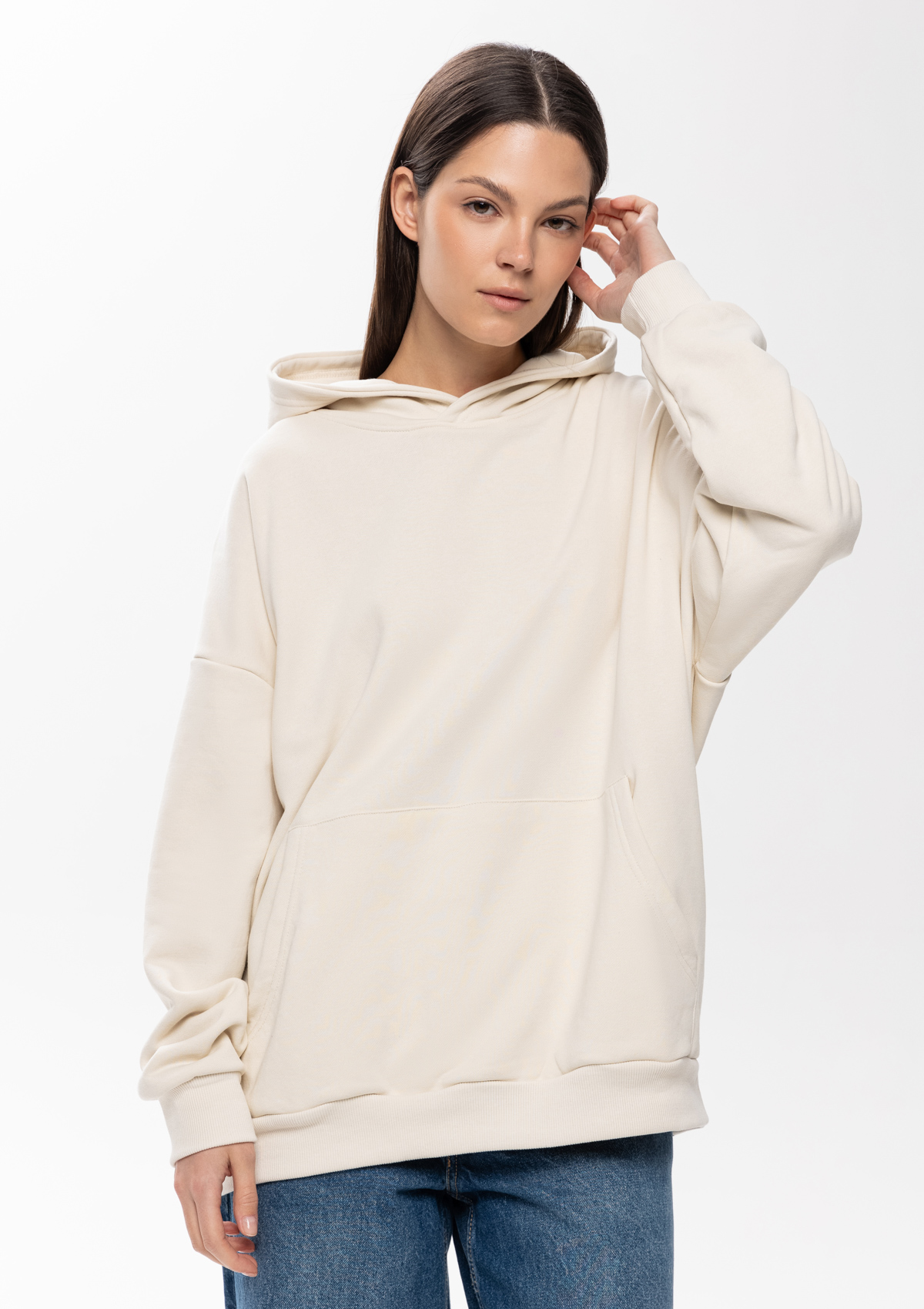 Худи унисекс STAN оверсайз футер без начёса 350, 66, Молочный,  (11)  (50/L)