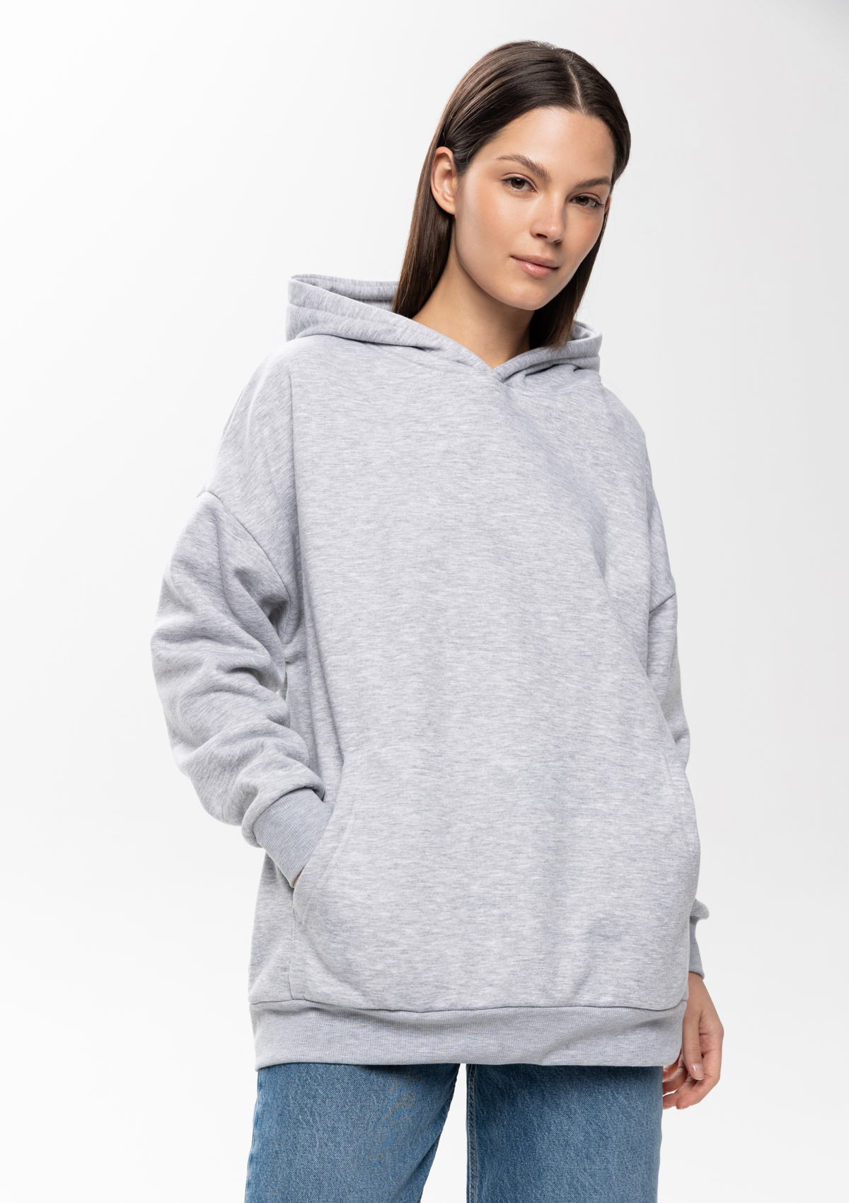 Худи унисекс STAN оверсайз интерсофт 320, 69, Серый меланж,  (50/60)  (56/XXXL)