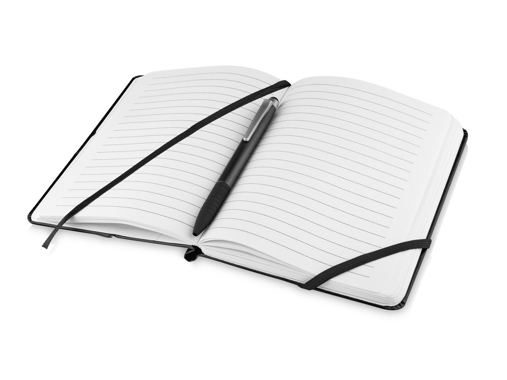 Блокнот A6 Patch-the-edge с шариковой ручкой, черный