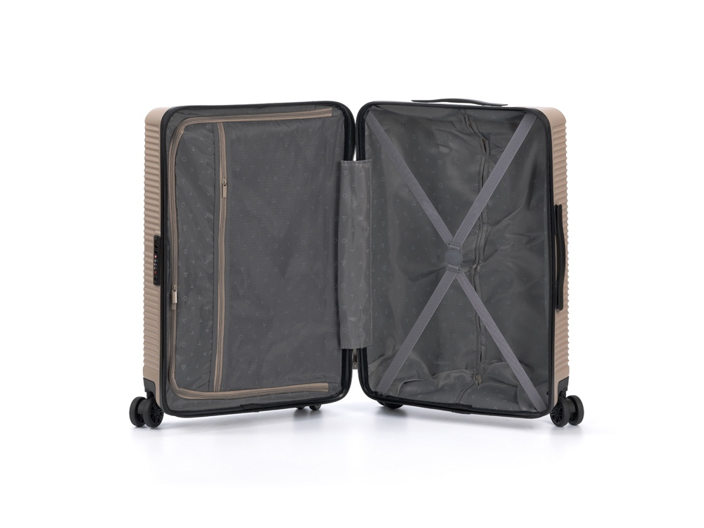 Чемодан TORBER ЭЛЬТОН, песочный, ABS-пластик, 41 х 28 х 68 см, 64 л