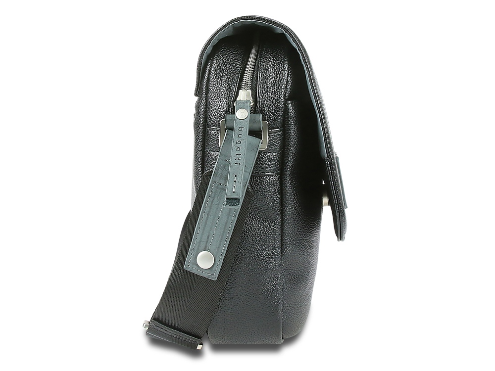 Сумка наплечная BUGATTI МОТОБАЙК D | MOTO D, чёрная, полиуретан, 18х6х24 см, 2 л