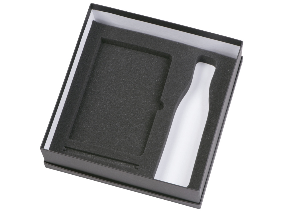 Подарочный набор с блокнотом С2, металлической ручкой и термобутылкой, серый