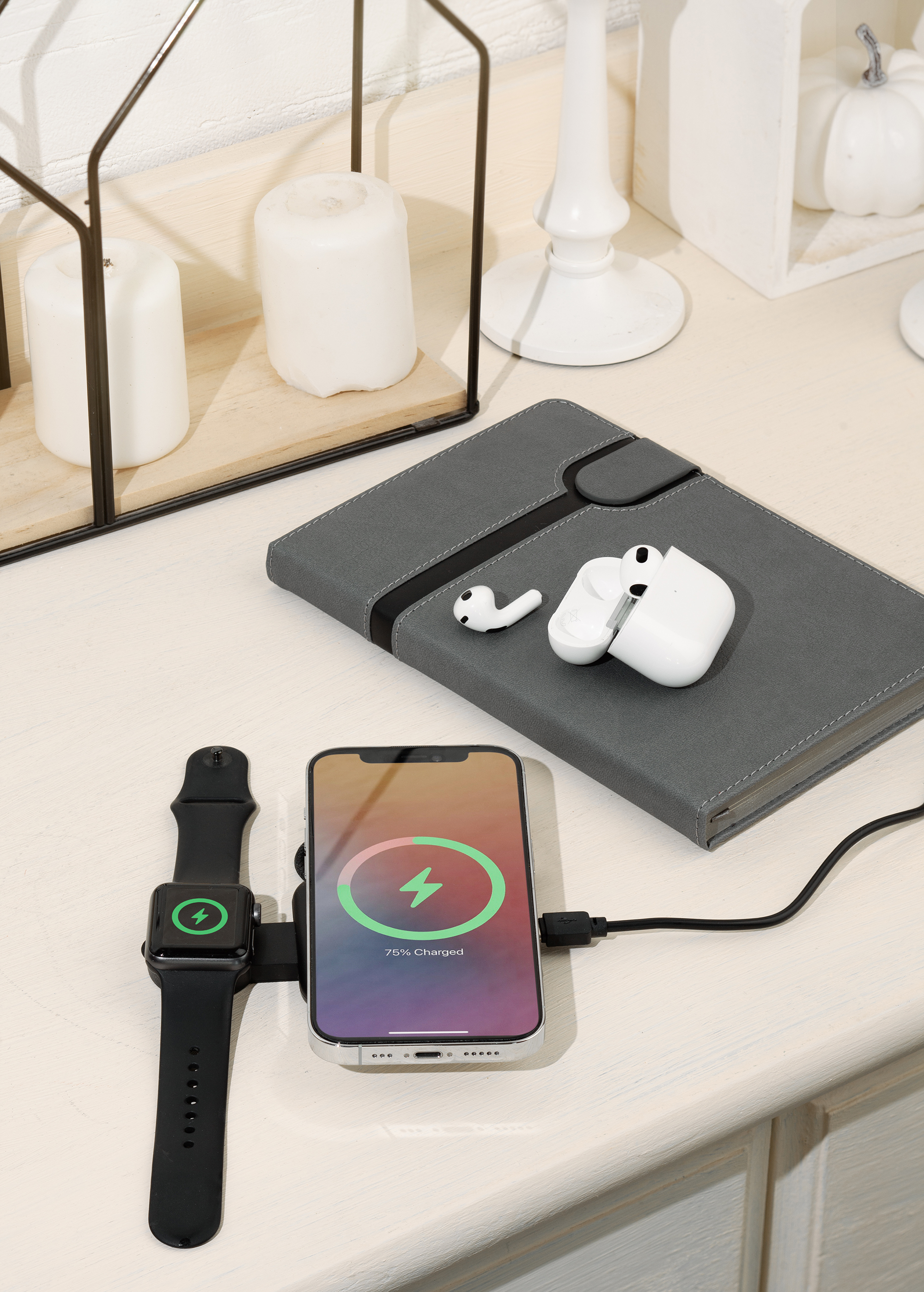 Складная беспроводная (15W) зарядная станция "I-Fold" для смартфона, часов/наушников, черный