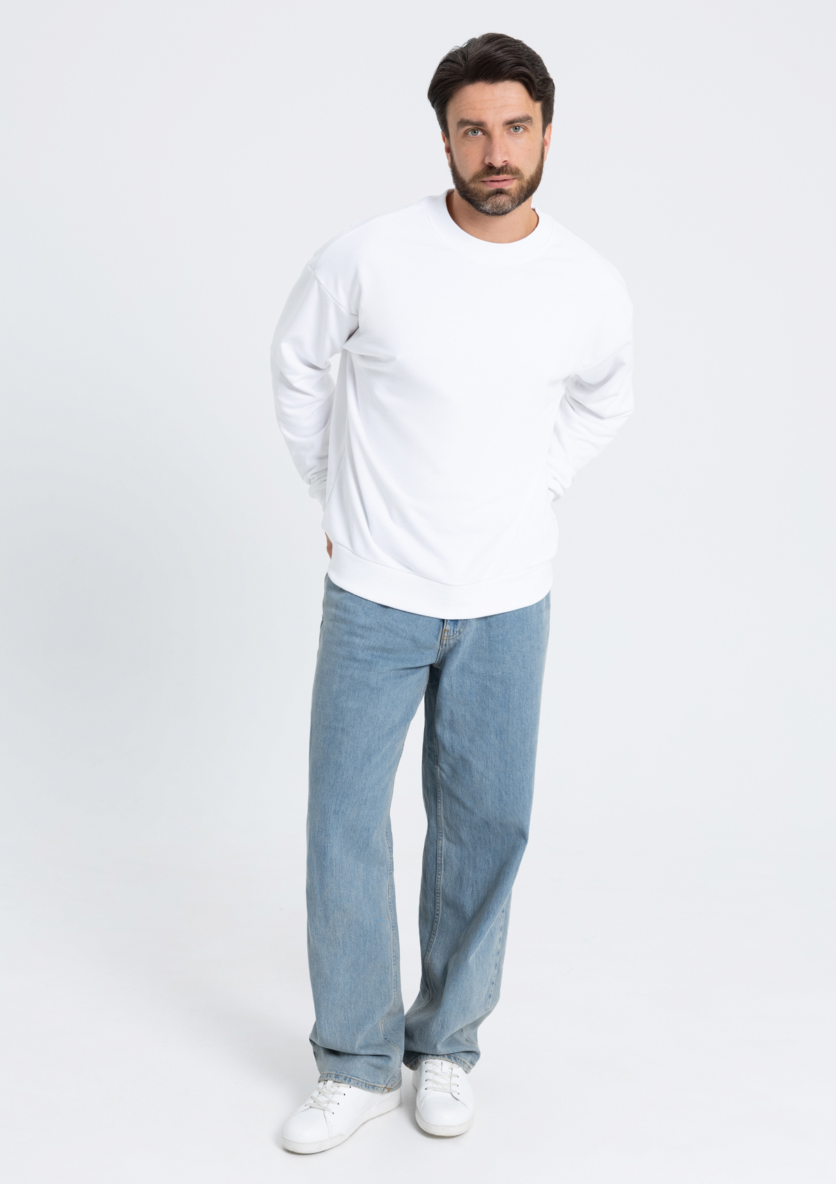 Свитшот унисекс STAN футер без начёса, 350, 96, Белый,  (10/1)  (44/XS)