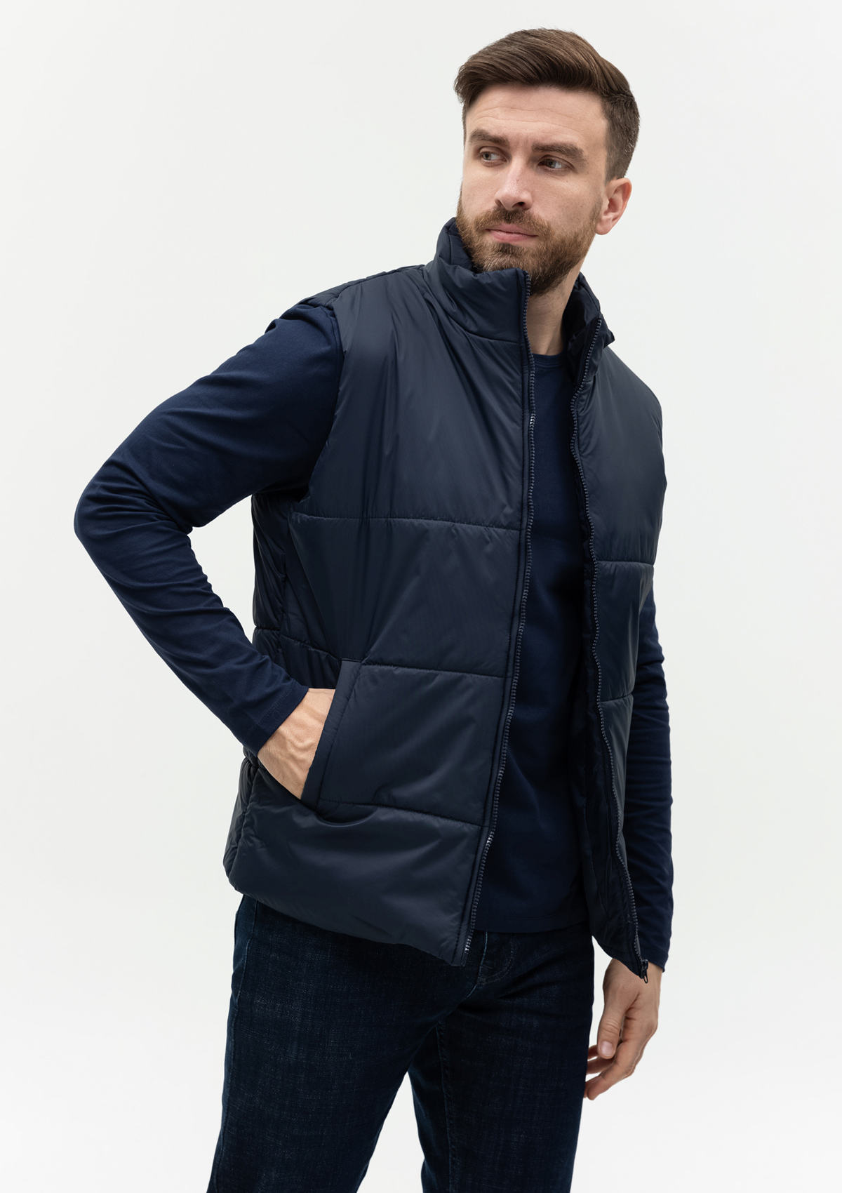 Жилет унисекс STAN утепленный таффета 210T,200, 84, Тёмно-синий,  (46)  (56/XXXL)