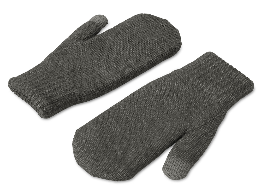 Подарочный набор с варежками, шарфом и термосом, серый