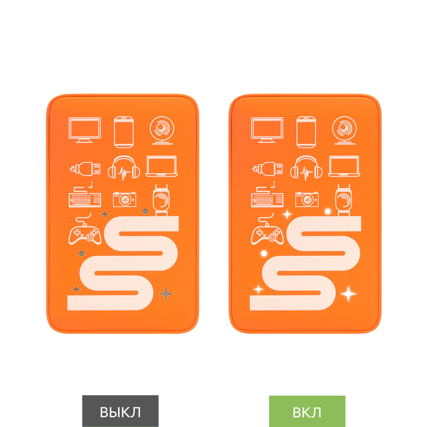 Внешний аккумулятор с подсветкой Анкор (Ancor) 5000 mAh, оранжевый