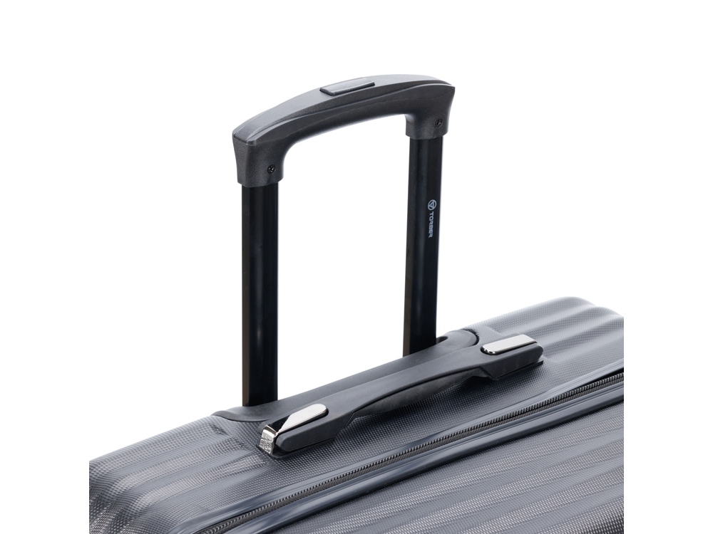 Чемодан TORBER ЛАМА, чёрный, ABS-пластик, 49 х 29,5 х 77 см, 92 л