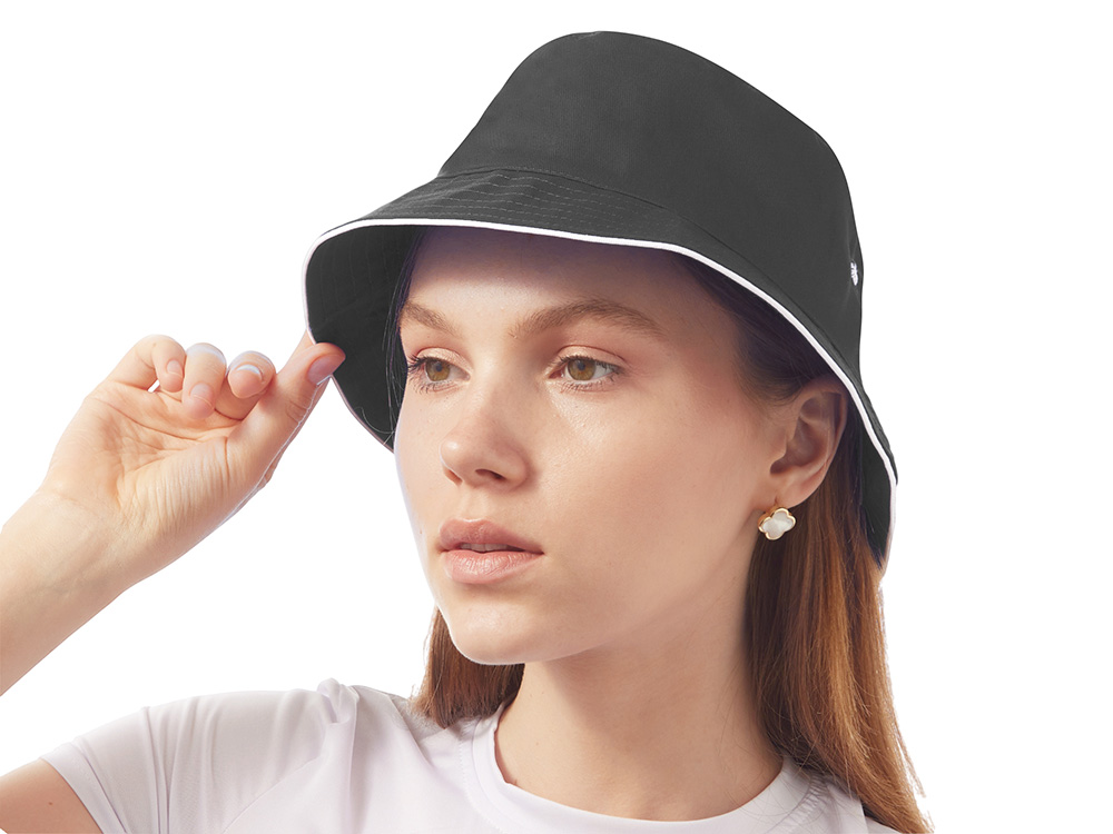 Панама с контрастной окантовкой , темно-серый/белый