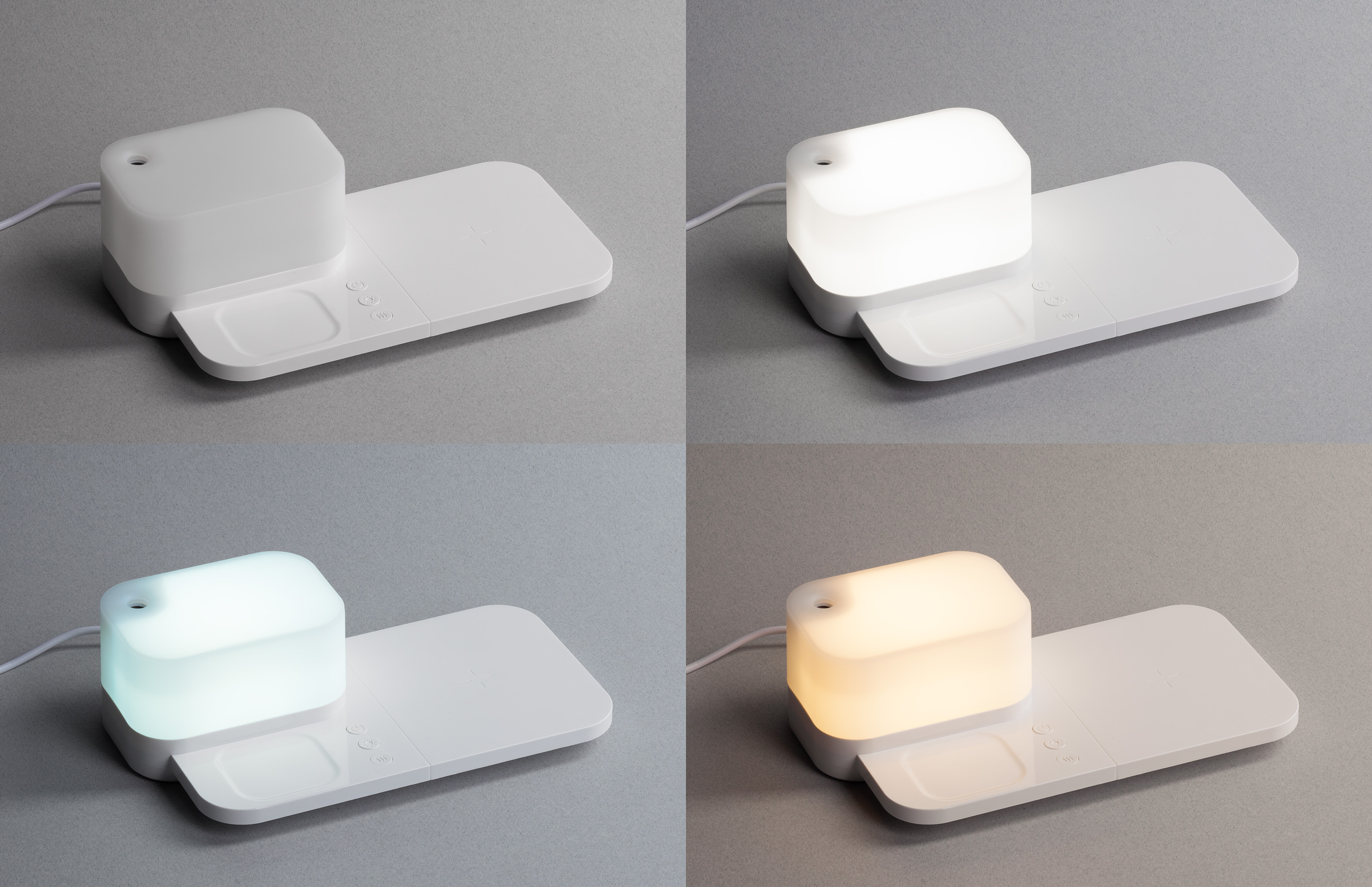 Настольная беспроводная (15W) зарядная станция  "Smart Base" с увлажнителем и лампой, белый