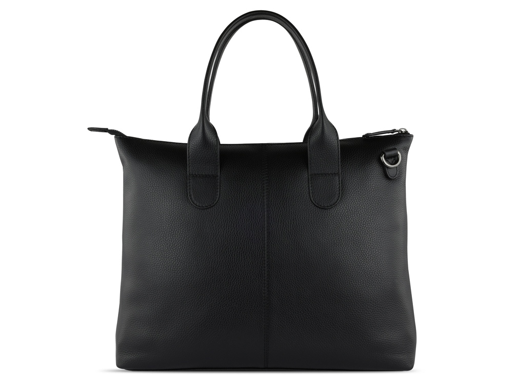 Сумка-шоппер BUGATTI ЭЛЬЗА | ELSA, чёрная, воловья кожа/полиэстер, 46х11х31,5 см