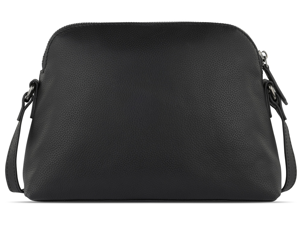 Сумка наплечная женская BUGATTI БЕЛЛА | BELLA, чёрная, воловья кожа/полиэстер, 23х8х17 см