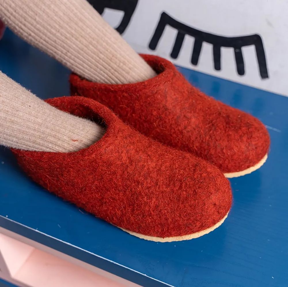 Домашние валенки Cant, красно-коричневые (терракот), размер 47