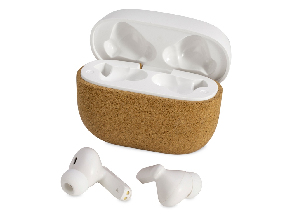 Наушники беспроводные TWS Socorro из пробки и переработанного пластика с логотипом Savio | Print Logo