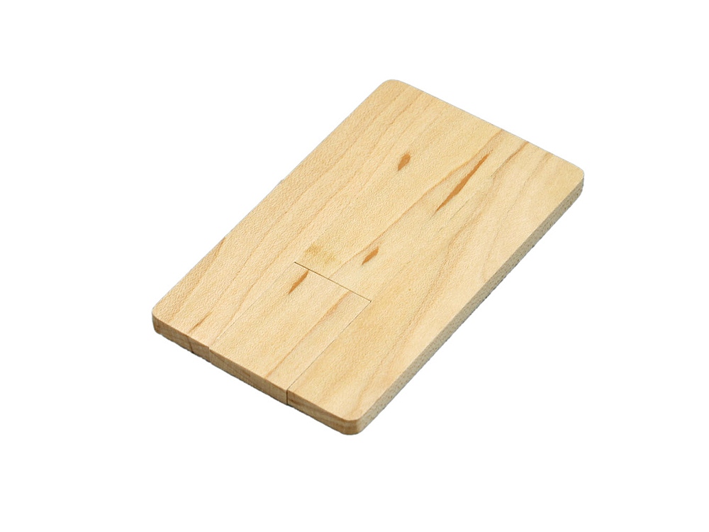 USB 2.0- флешка на 64 Гб в виде деревянной карточки с выдвижным механизмом с логотипом  | Print Logo