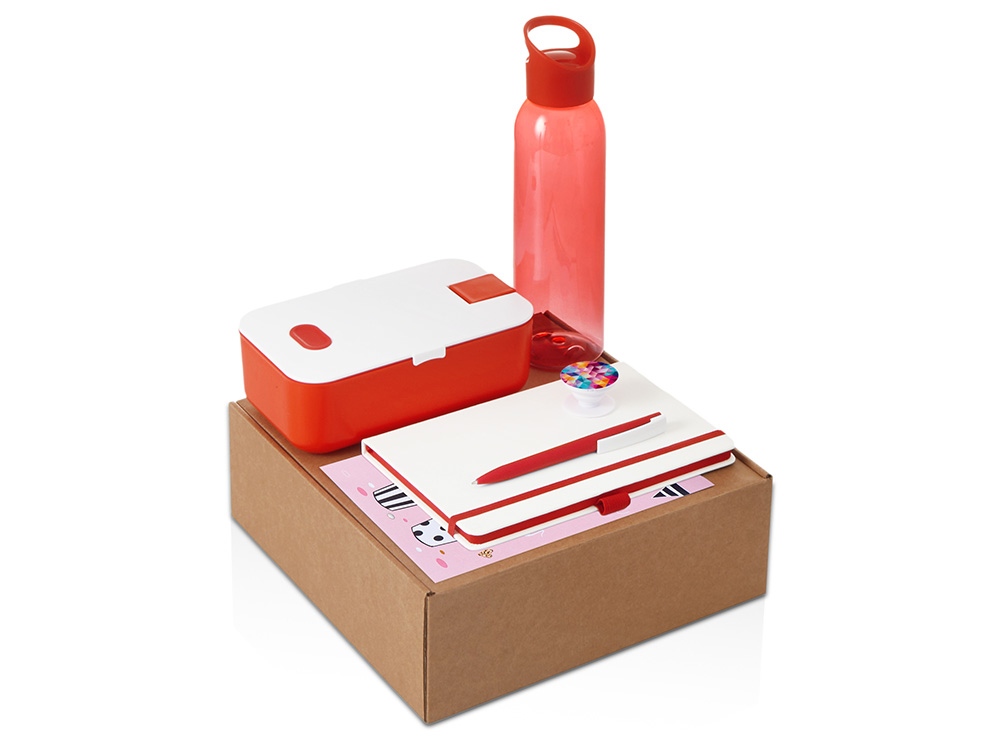 Набор Bitetime с бутылкой для воды, блокнотом, ручкой и ланчбоксом с логотипом  | Print Logo