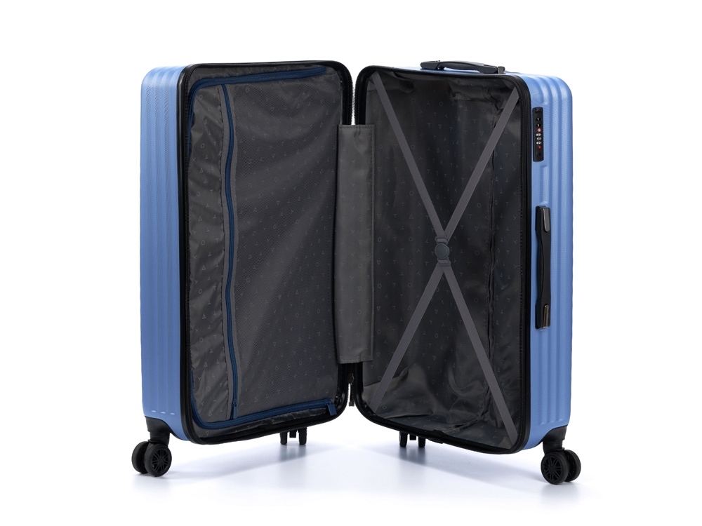 Чемодан TORBER ЛАМА, синий, ABS-пластик, 49 х 29,5 х 77 см, 92 л