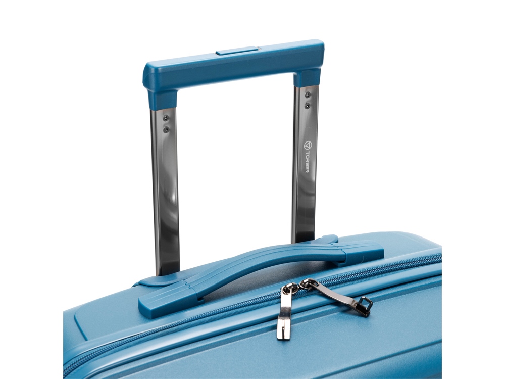 Чемодан TORBER НЕВО, синий, полипропилен, 45 х 26 х 66 см, 66 л